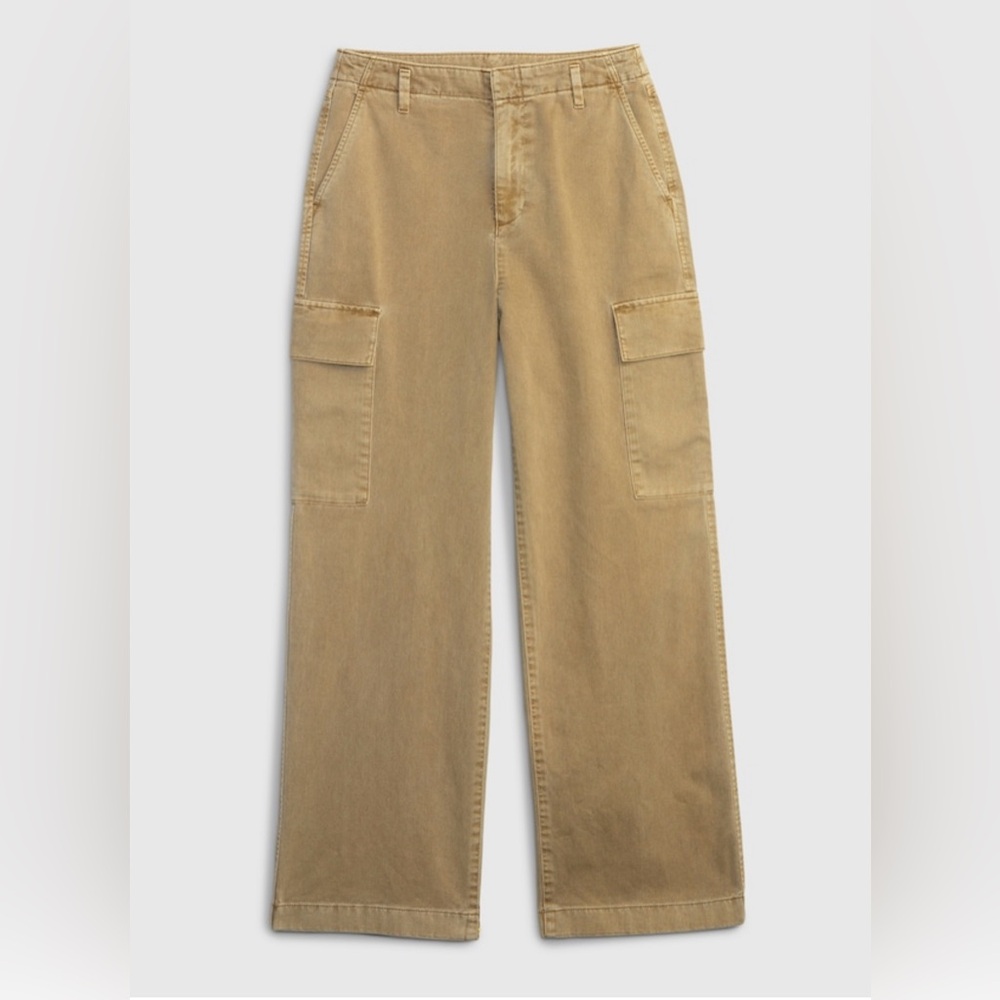 Loose Khaki Cargo Pants with Washwell
